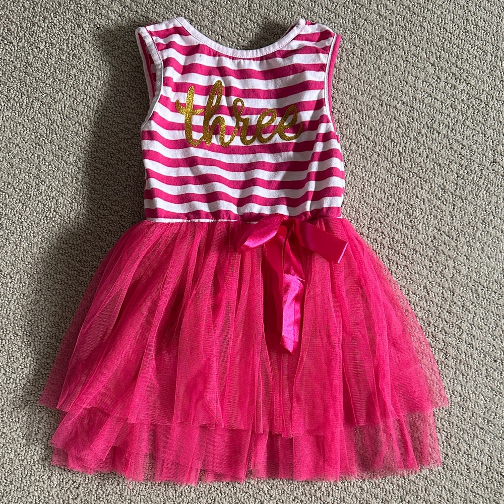 Pink and Gold Striped Birthday Dress